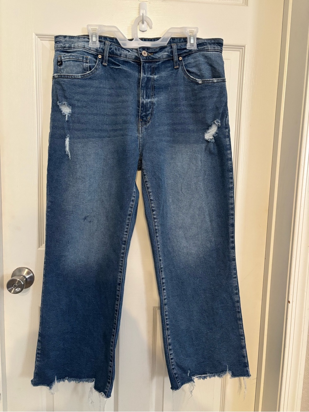 KanCan Medium Blue Denim Jeans with Metal Logo Accent